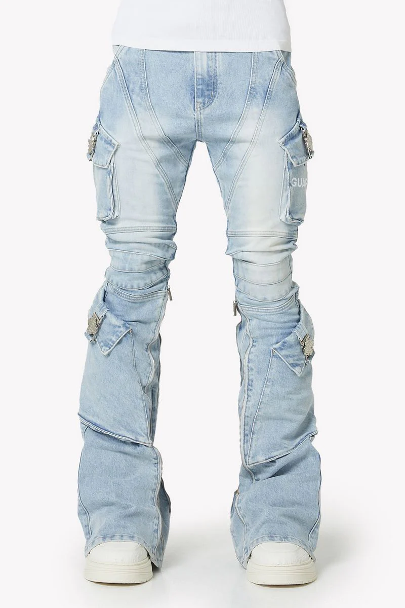 Guapi Aqua Blue Biker Denim