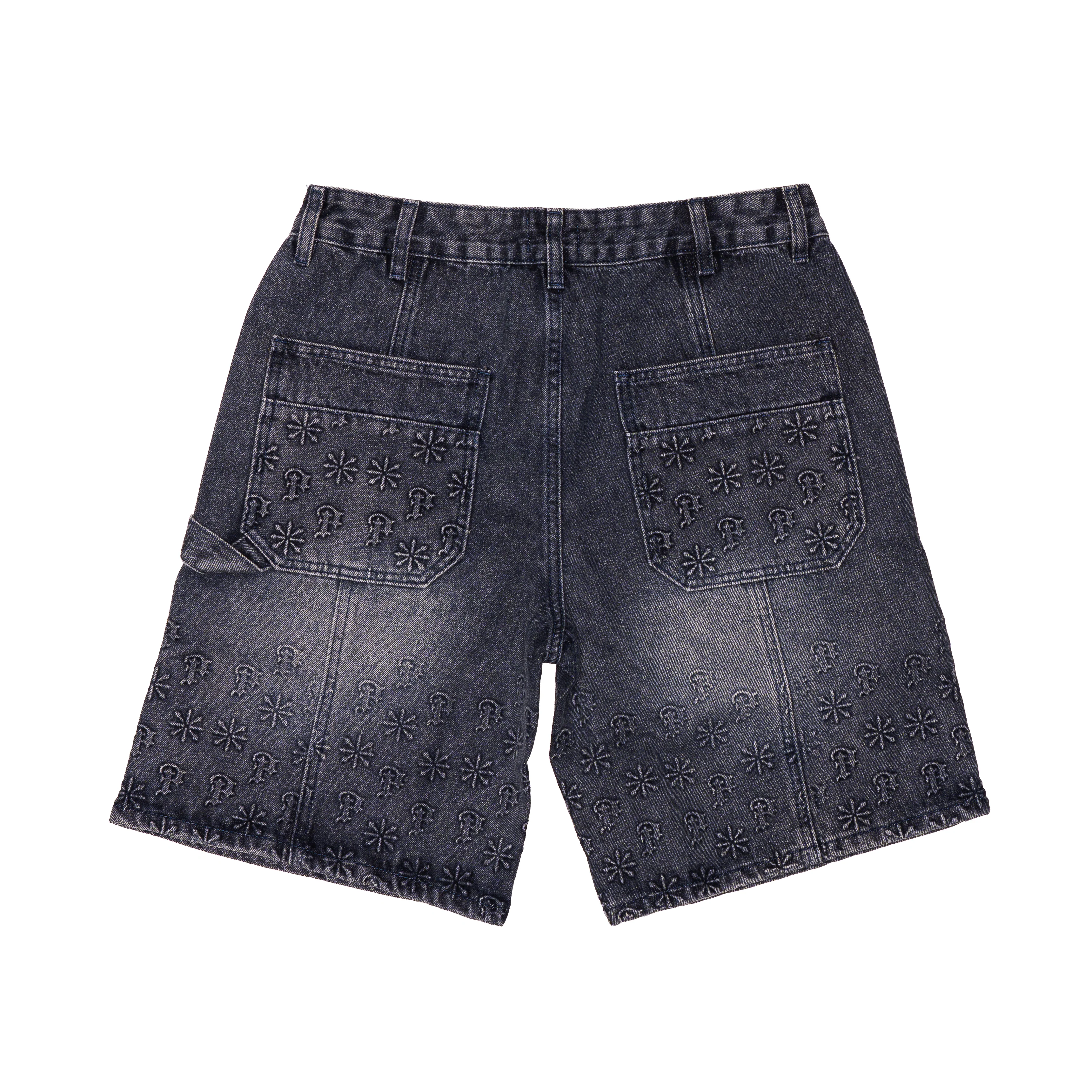 Blue Embossed Denim Jorts - Image 2