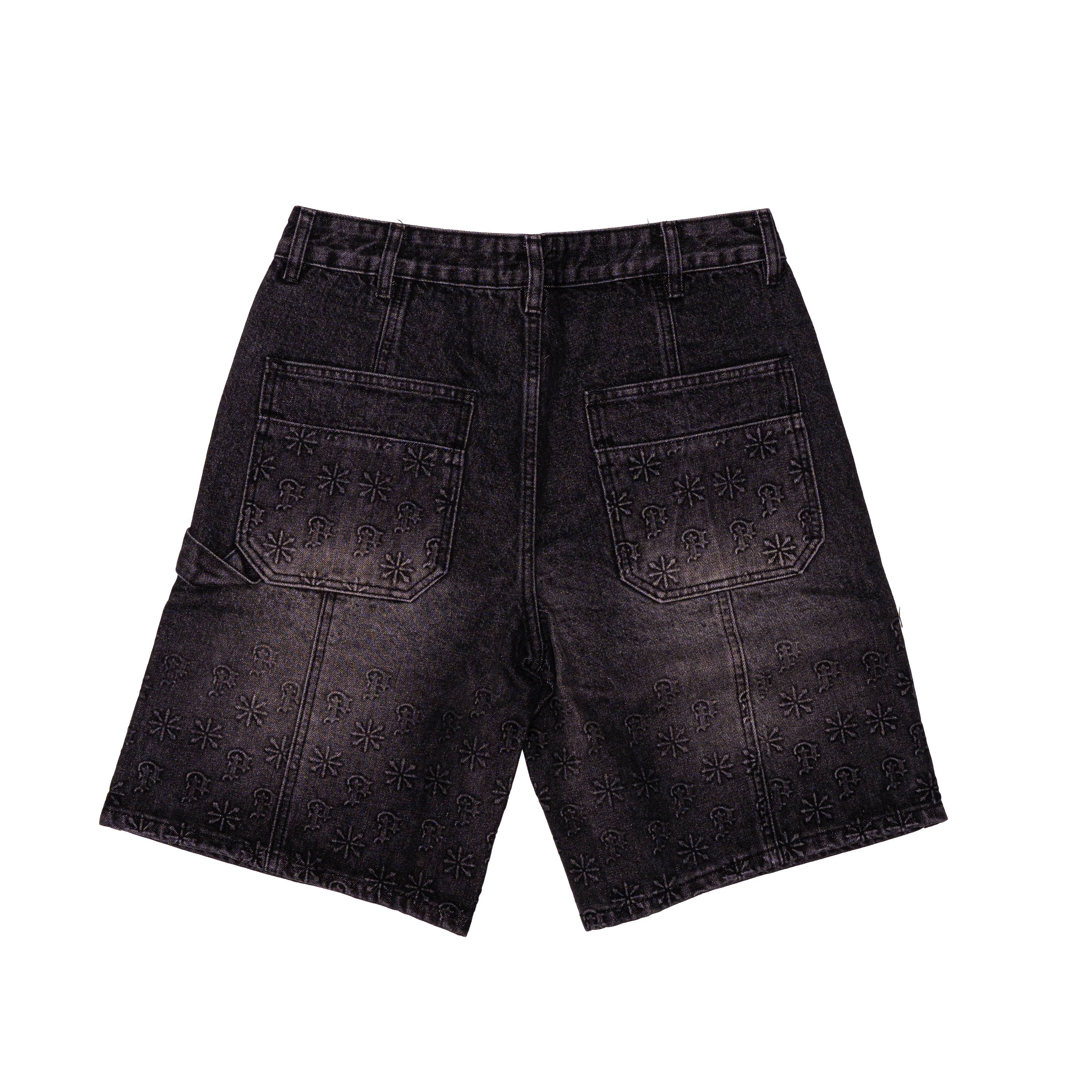 Black Embossed Denim Jorts - Image 2