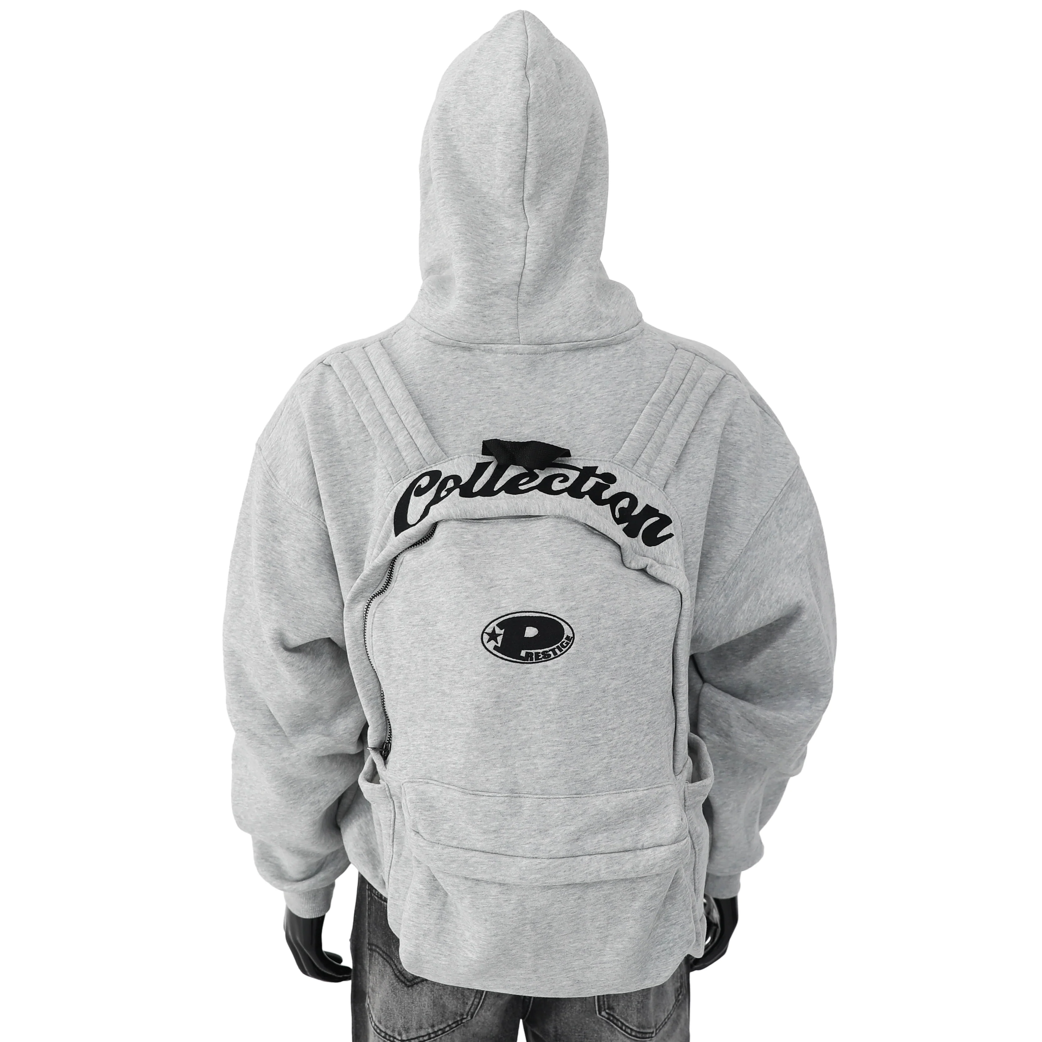 Prestige Grey Backpack Hoodie - Image 2