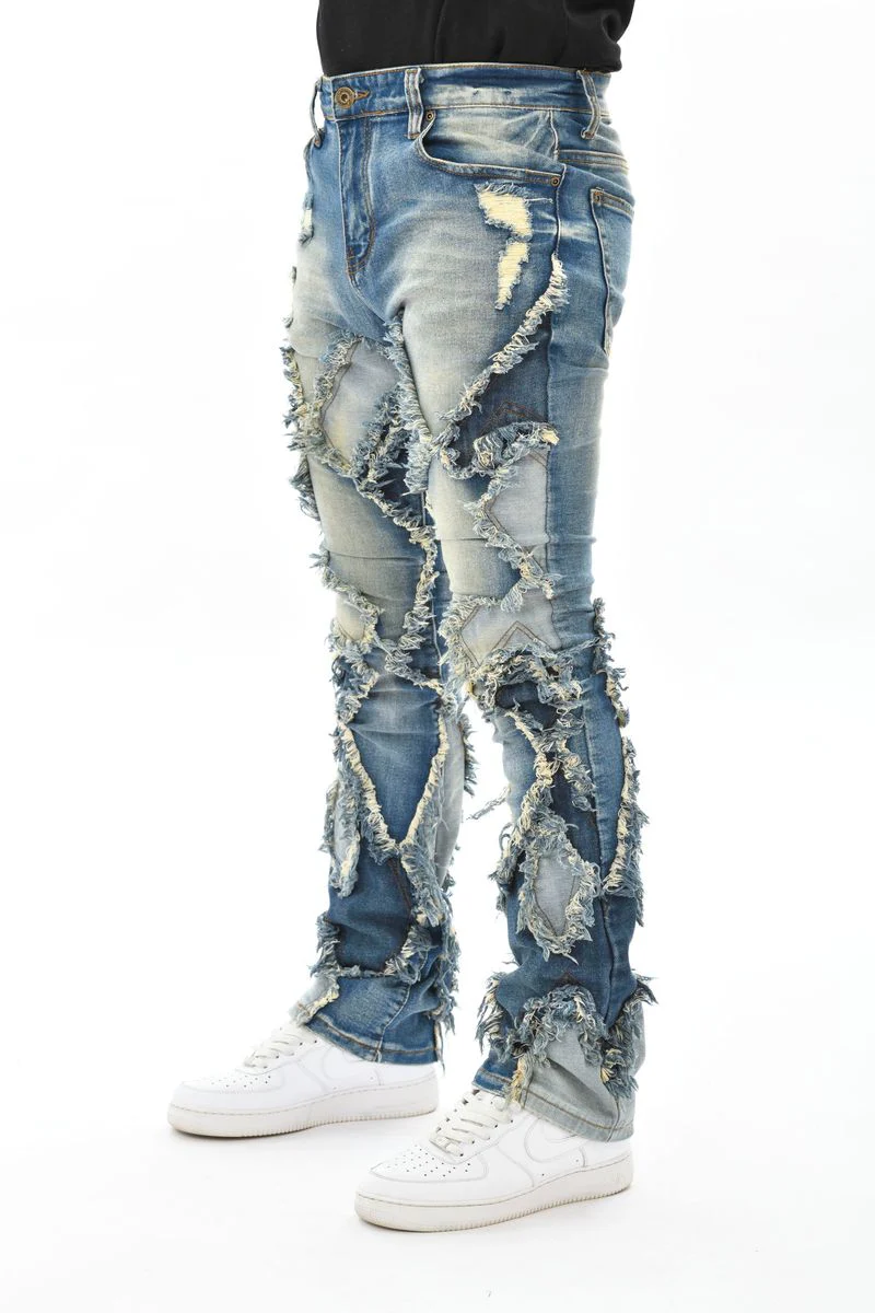 Vicious Blue Patched Denim